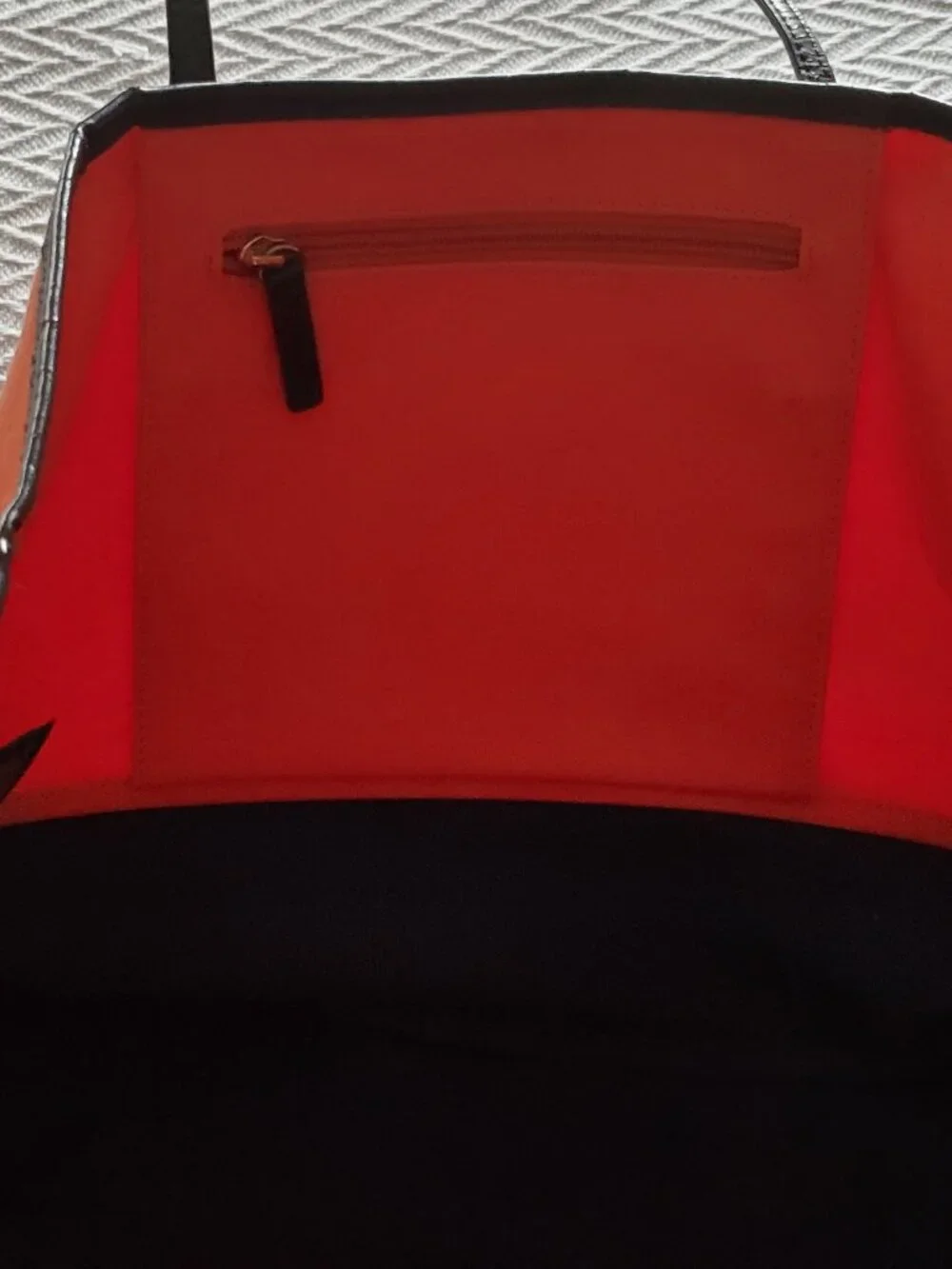 Lauren Ralph Lauren Orange and Blue Fabric Tote Bag Purse